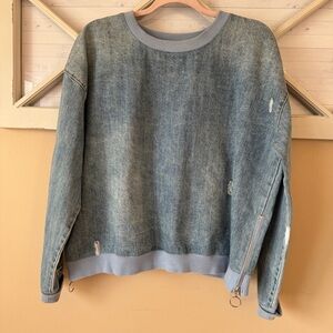 FATE Distressed Denim‎ Sweatshirt, Size large